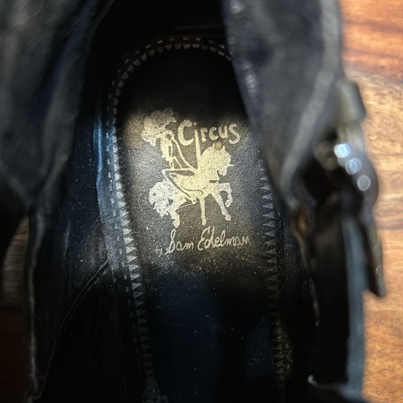 SAM EDELMAN - CIRCUS booties black leather lazer cut details pointed toe zie 7M - Picture 8 of 9